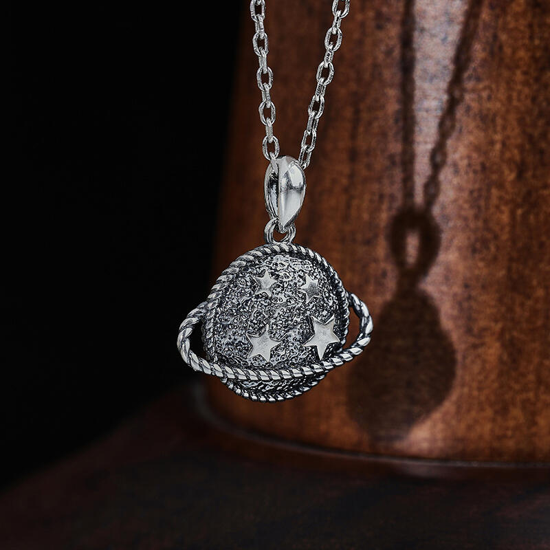 Jeulia Planet Design Sterling Silver Necklace