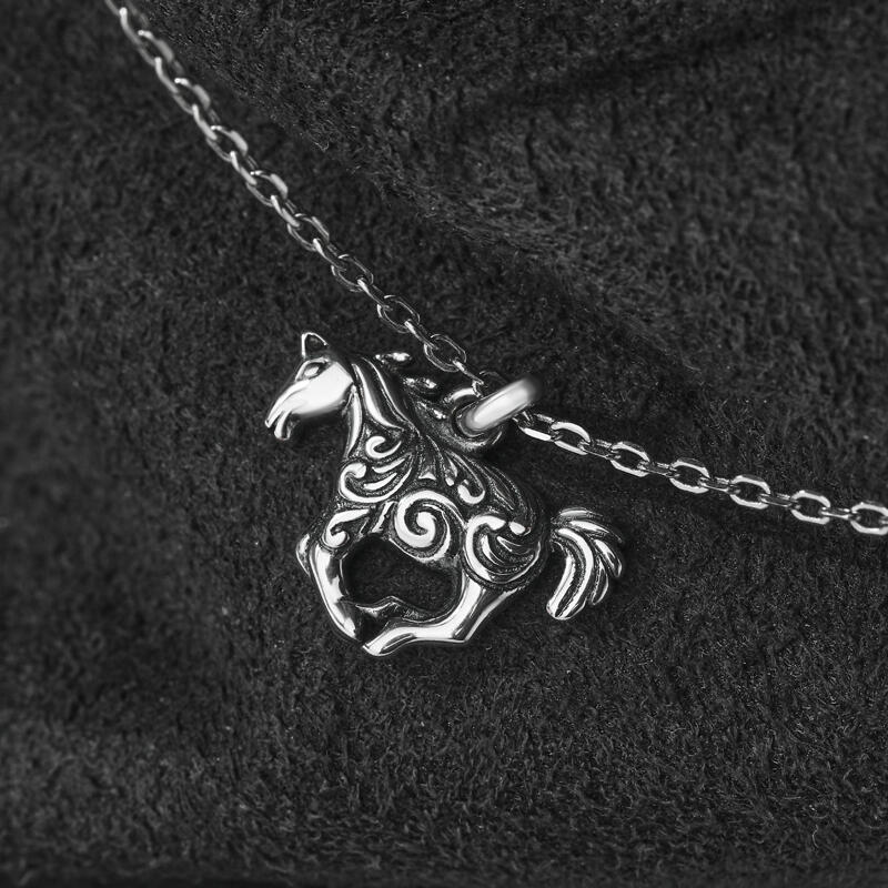 Jeulia "Galloping Horse" Sterling Silver Necklace