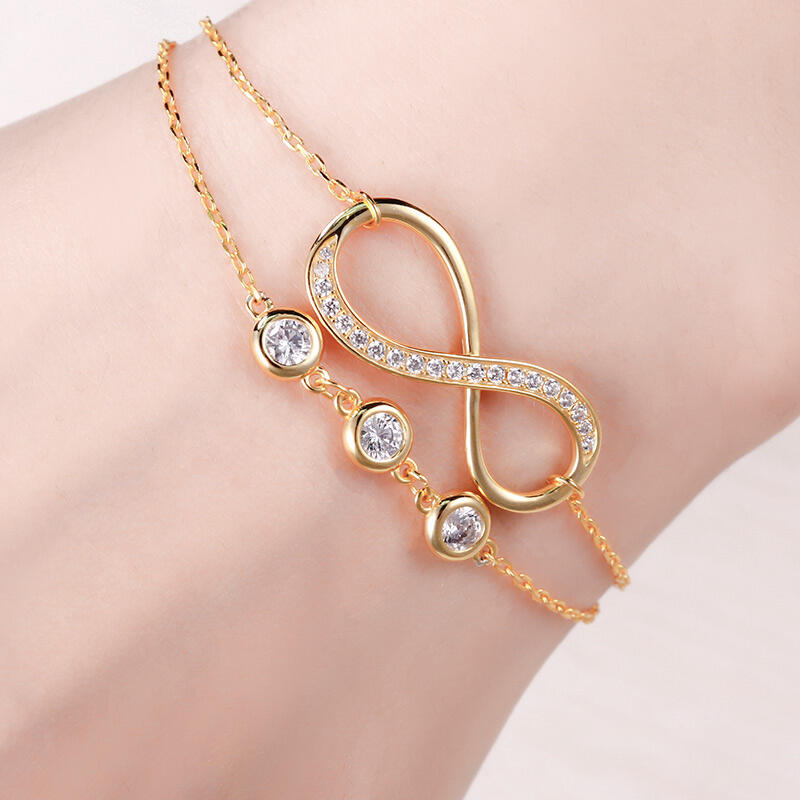 Jeulia Double Layer Infinity Sterling Silver Bracelet With Birthstone