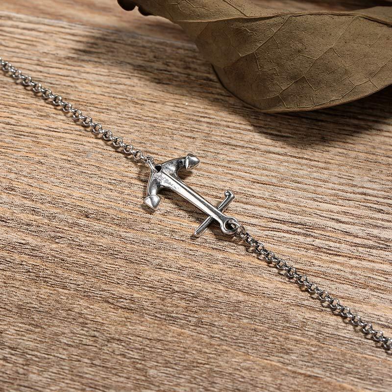 Jeulia "Steampunk" Anchor Sterling Silver Bracelet