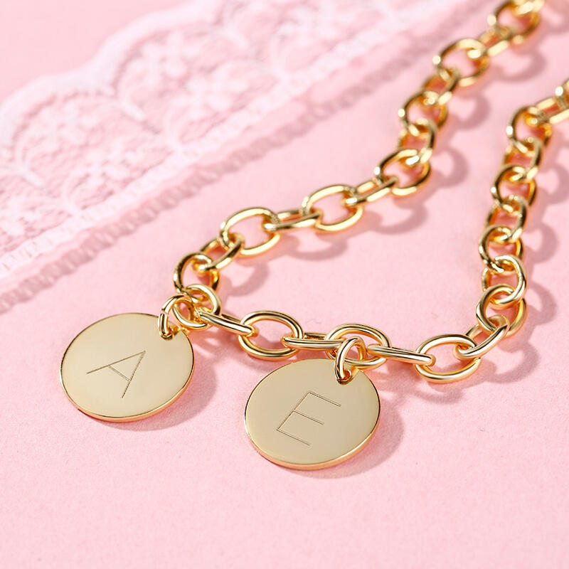 Jeulia Pulsera Inicial de Plata Esterlina de Personalización de Disco