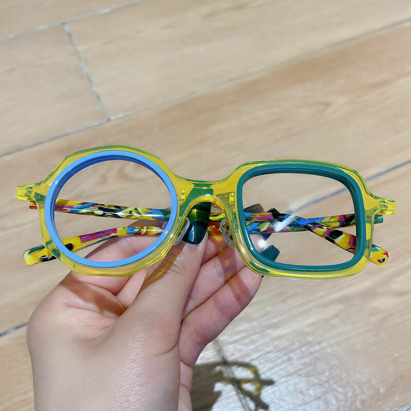 Lilli Square Round Yellow Glasses