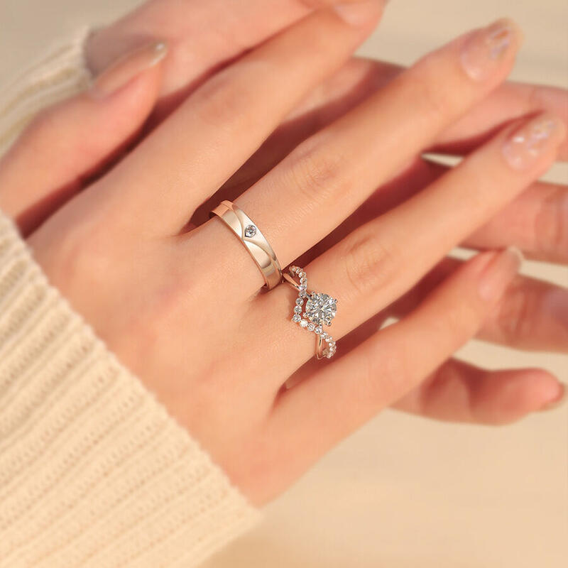 Jeulia Twist Shank Round Cut Sterling Silver Adjustable Women's Ring