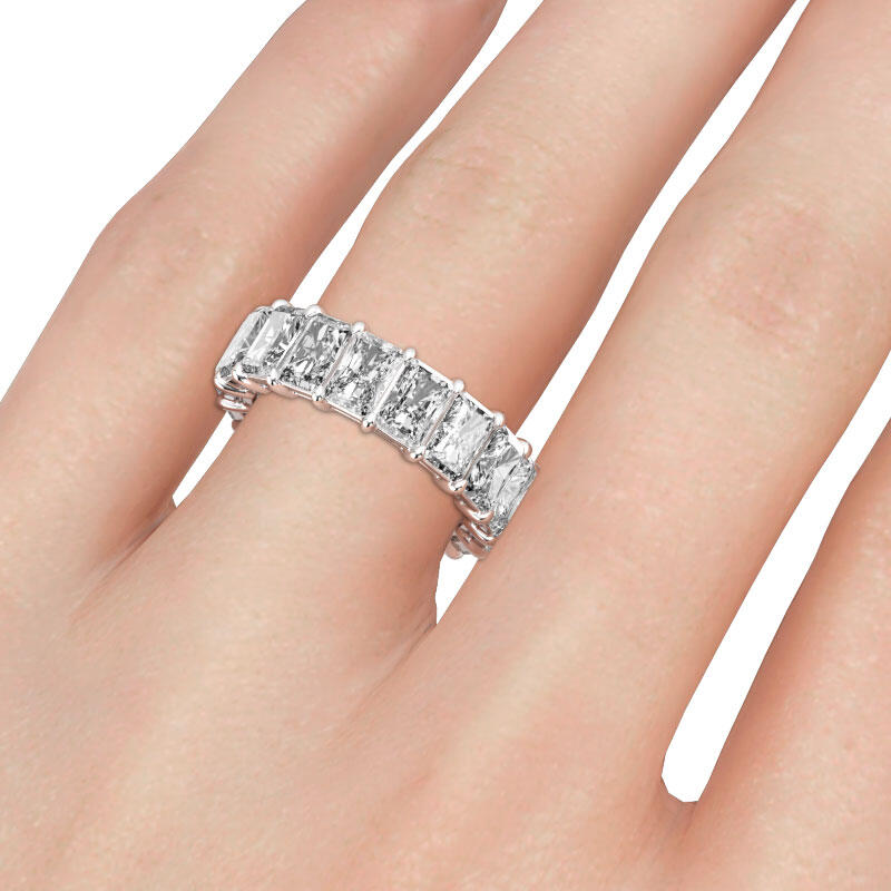 Jeulia Classic Radiant Cut Sterling Silver Women's Band