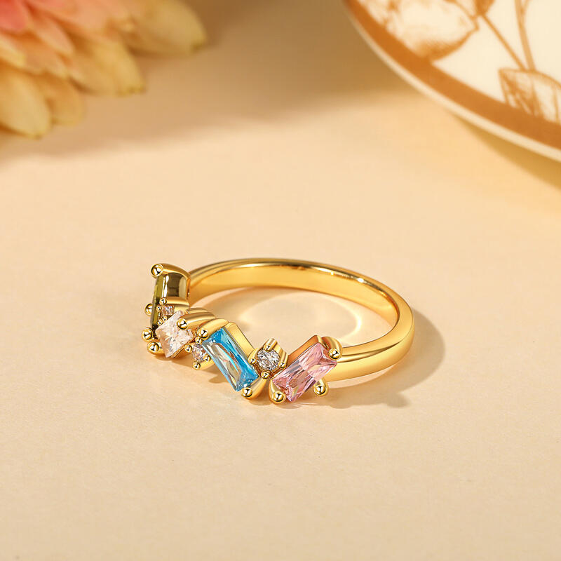 Jeulia Multicolored Gemstone Cluster Custom Women's Ring