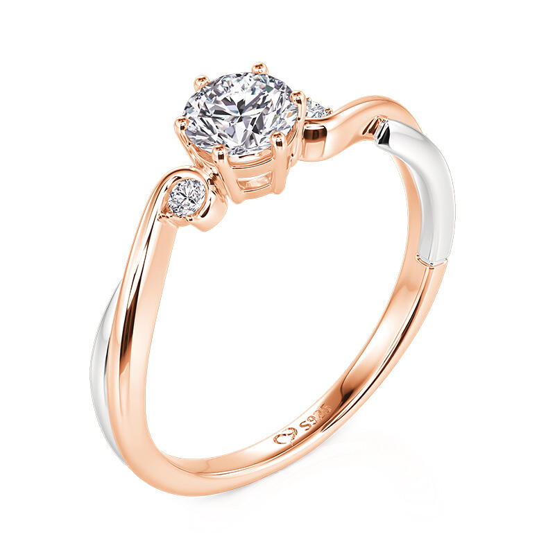 Jeulia Anillo para Mujer de Tres Piedras Bicolor Torcido con Piedra Natal Personalizada