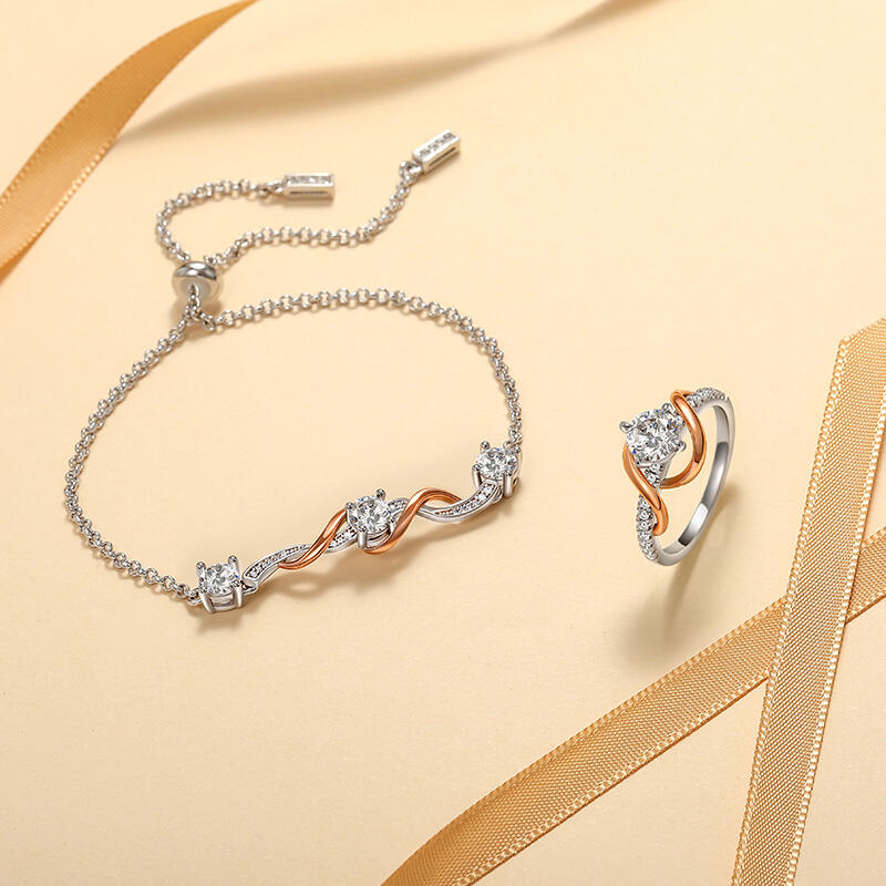 Jeulia Amore Bague de Fiançailles Personnalisée Deux Tons