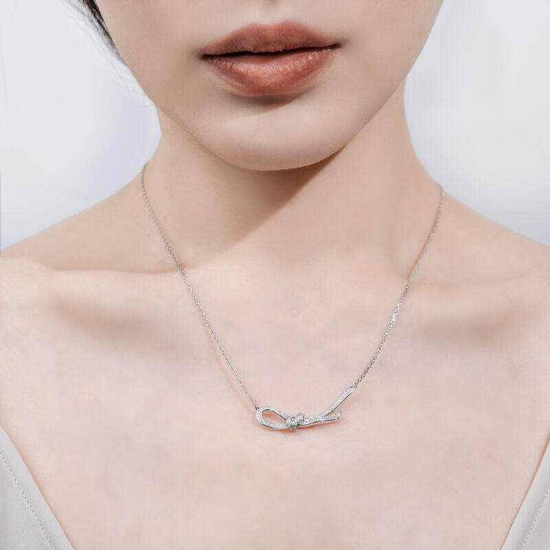 Jeulia Collar de Plata de Ley de Mujer con Cinta Nudo Diseño de Moda