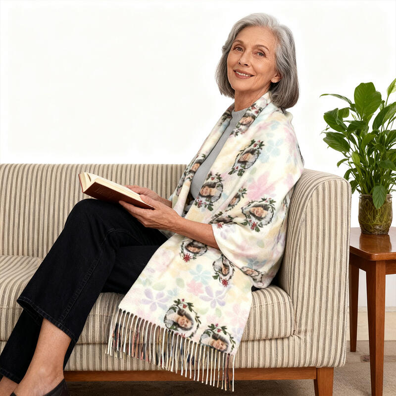 Personalized Scarf with Wreath Winter Scarf Memorial Loved Ones Gift for Family Members