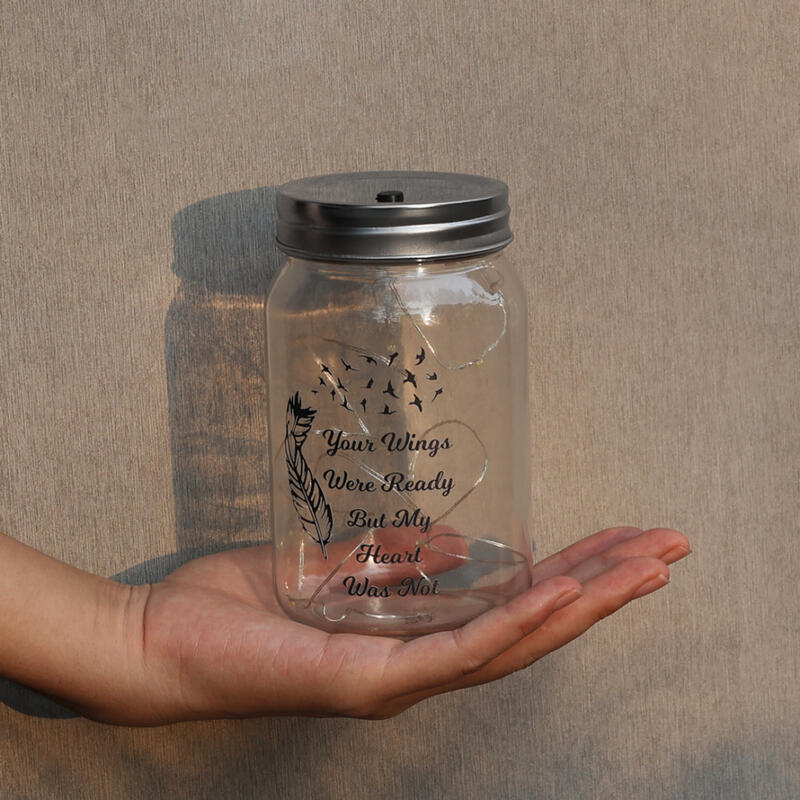 Custom Memorial Jar Night Light Solar-Powered Wishing Bottle Christmas Ornament for Family