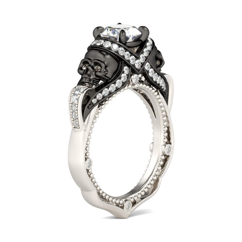 Tvåfärgad rundskuren Milgrain -skalle i sterlingsilver