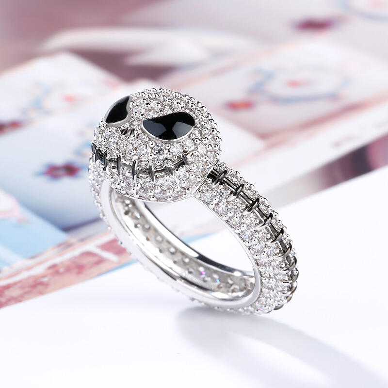 Jeulia "Pumpkin King" Cute Halloween Christmas Gift Sterling Silver Skull Ring
