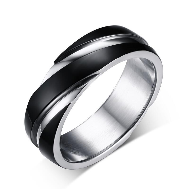 Jeulia Black Simple Titanium Steel Men's Band