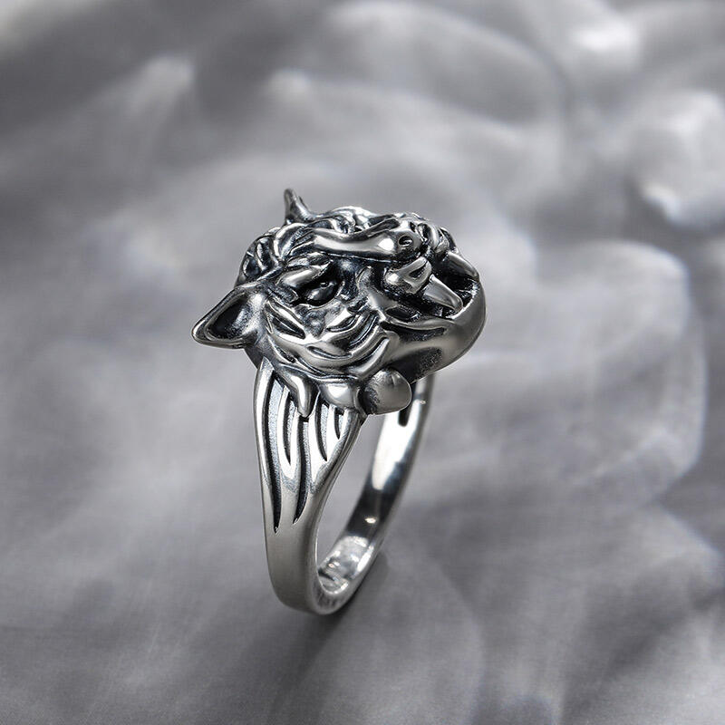 Jeulia "Rey del bosque" Anillo de plata de ley con tigre para hombre