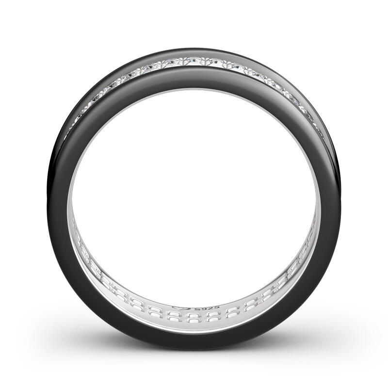 Jeulia Anillo para hombre de plata 925 de corte redondo en dos tonos