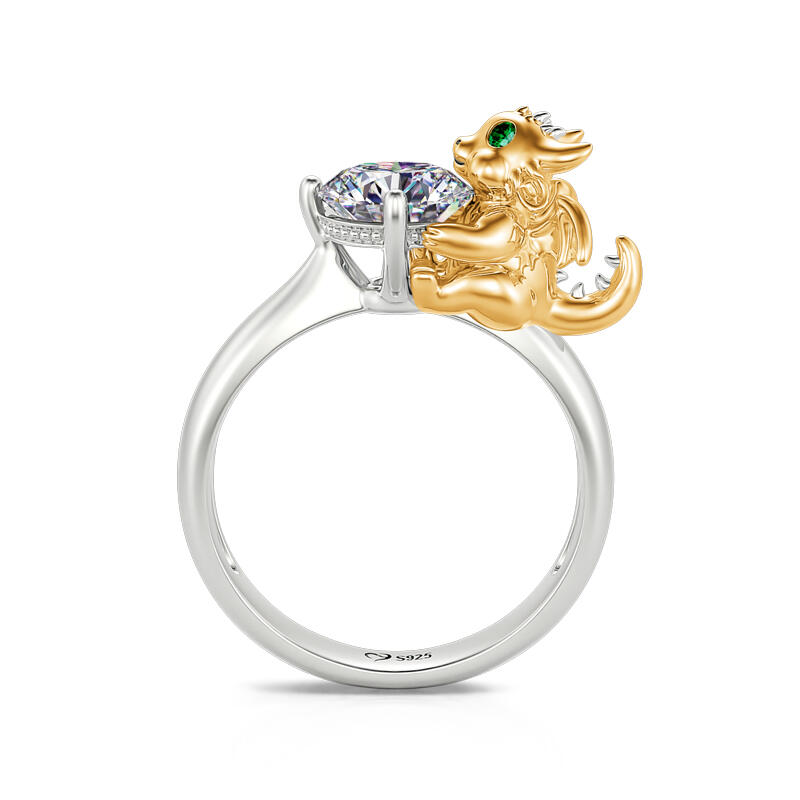 Jeulia Hug Me "Unrivalled Power" Dragon Round Cut Sterling Silver Ring