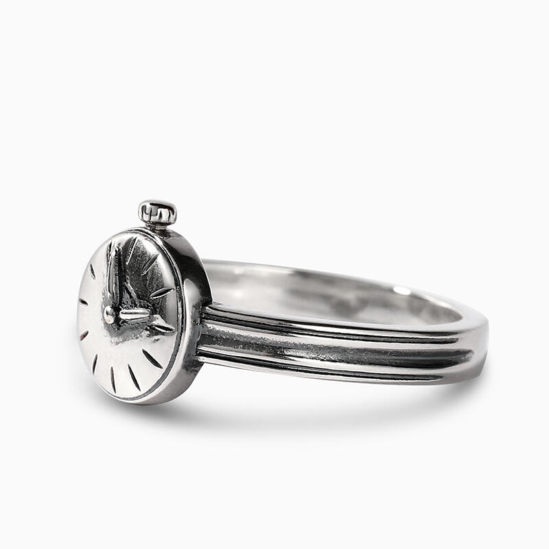 Jeulia "Back to the Past" Clock Sterling Silver Ring