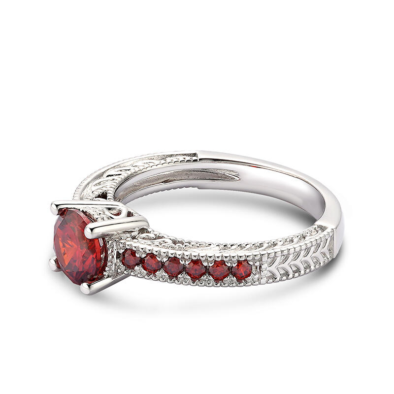 Jeulia Classic Round Cut Sterling Silver Ring