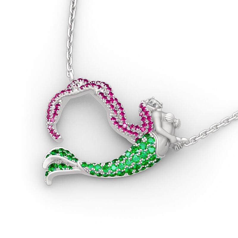 Jeulia "Ocean's Light" Sterling Silver Mermaid Gift Necklace for Valentine's Day
