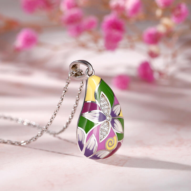 Jeulia "Brighten Your Day" Enamel Sterling Silver Necklace