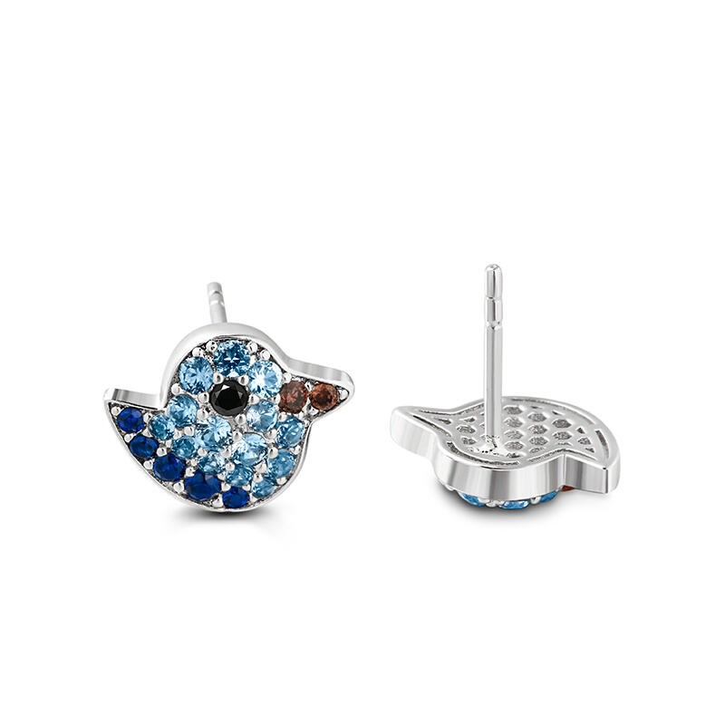 Jeulia キュート 小鳥 アヒル シルバー スタッド ピアス