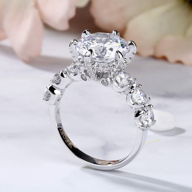 Jeulia Round Cut Sterling Silver Ring