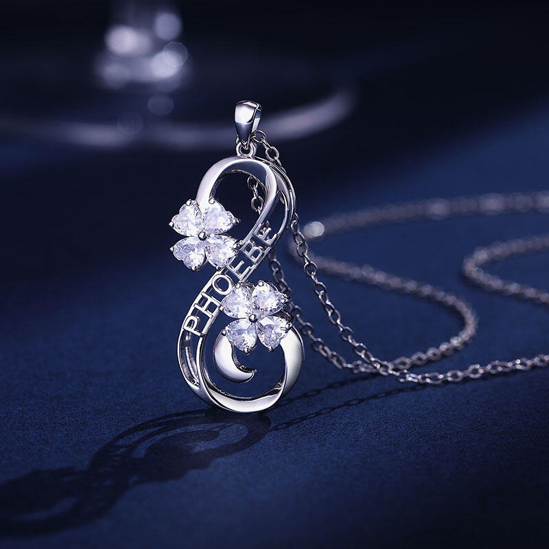 Jeulia "Stay With Me" Personalized Infinity Sterling Silver Necklace