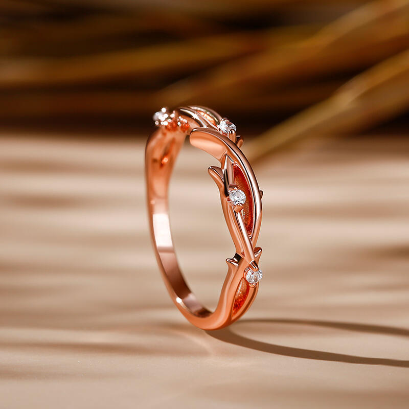 Jeulia Anillo con diseño de la rama de plata de ley de las mujeres