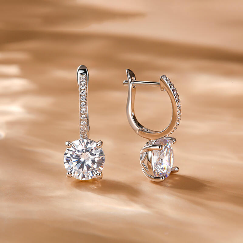 Jeulia 10K/14K/18K Gold Platinum Classic Round Cut Earrings