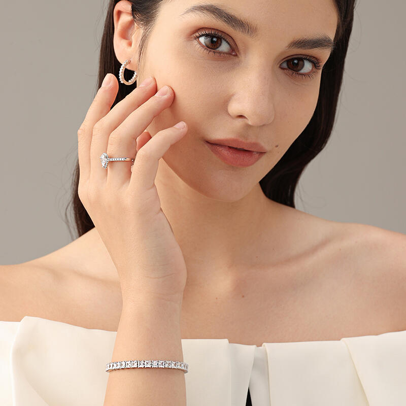 Jeulia klassieke prinses geslepen sterling zilveren Bolo tennisarmband