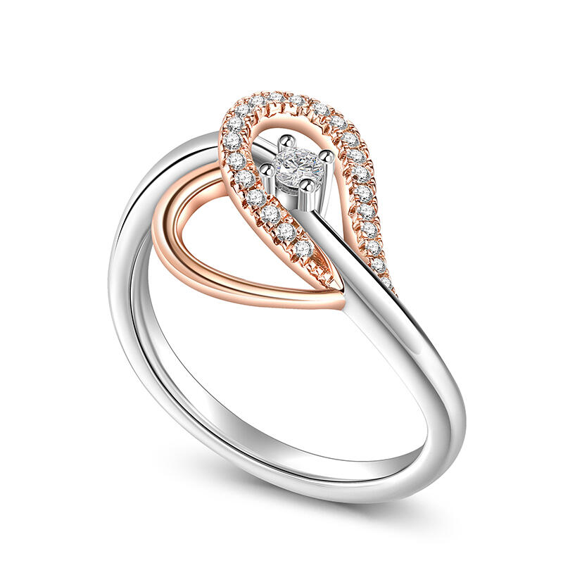 Jeulia Anillo Simple de Corazón Infinito en Plata Esterlina de Dos Tonos