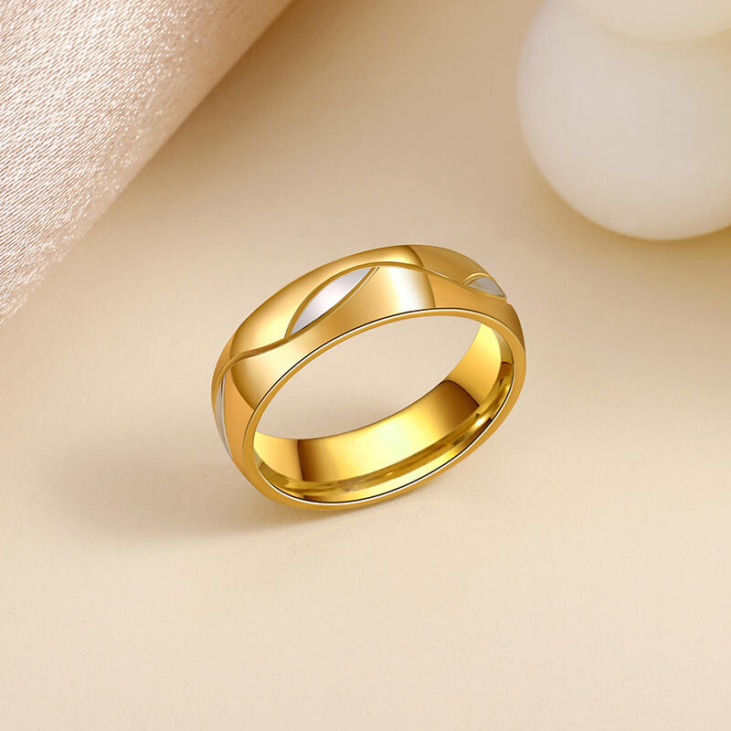 Jeulia Banda De Hombre De Acero De Titanio En Tono Dorado