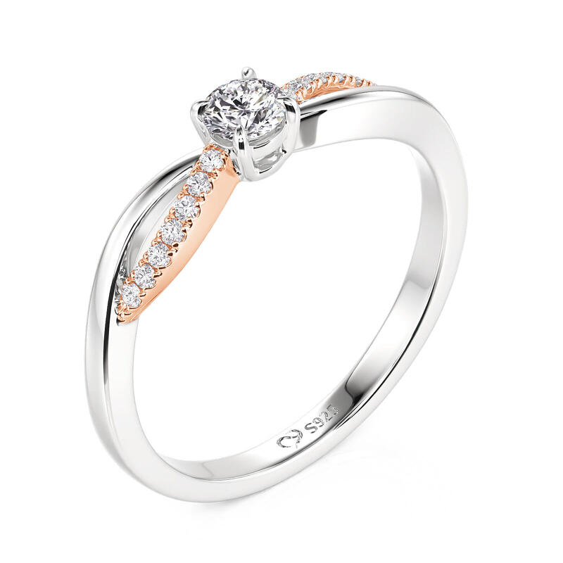 Jeulia Two Tone Twist Round Cut Promise Ring for Women