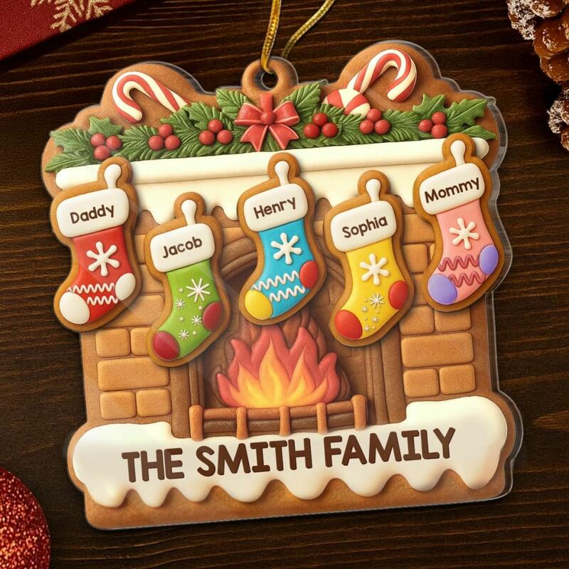 Personalized Christmas Stockings Fireplace Ornaments with Custom Names for Family Gifts
