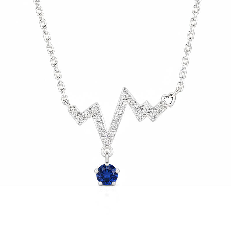 Jeulia Custom Simple Heartbeat Necklace with Birthstone