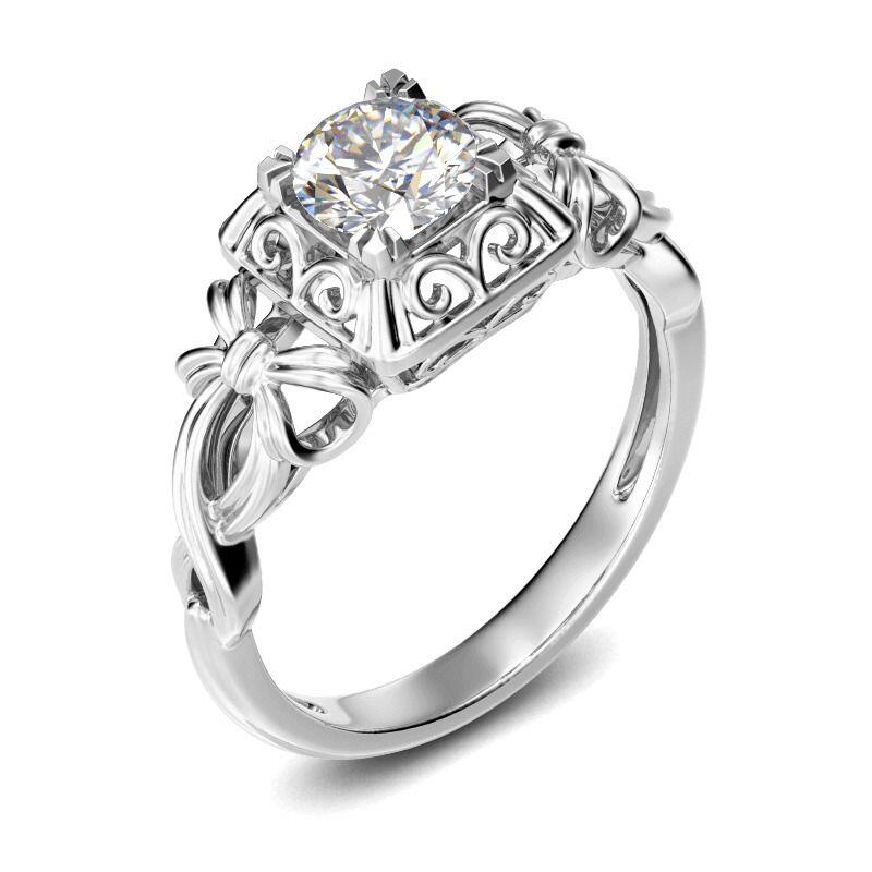 Jeulia Bowknot Round Cut Sterling Silver Ring