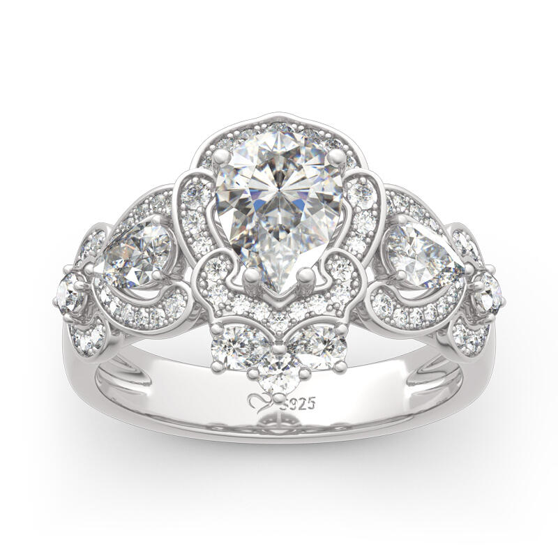 Jeulia rokokostilring i päronsnitt i sterlingsilver