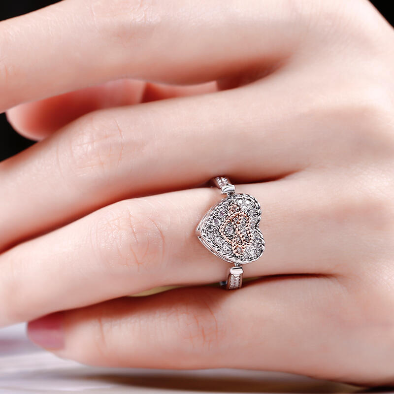 Jeulia "Heart and Infinity" Sterling Silver Personalized Photo Ring (With A Free Chain)