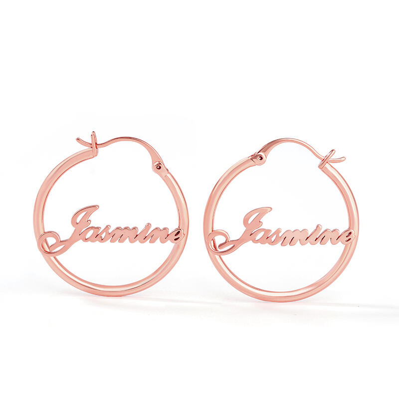 サークル 大きめ ネーム フープ ピアス 両耳用