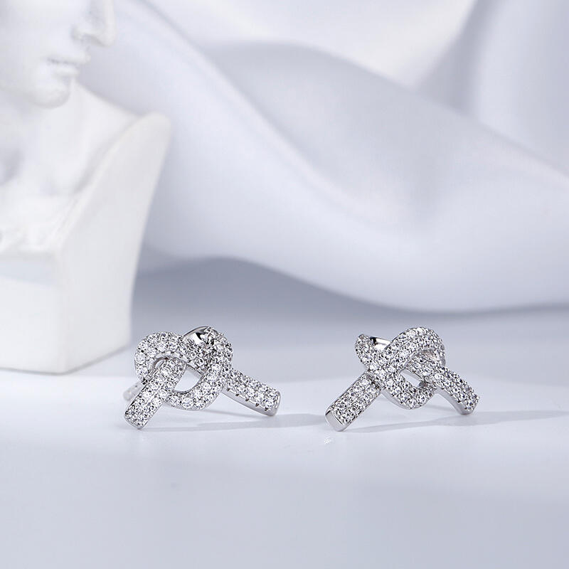 Jeulia "Into Her Heart" Knot Sterling Silver Earrings