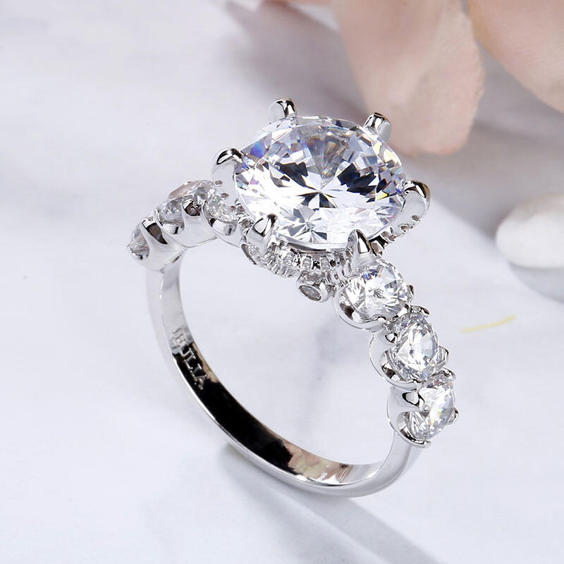 Jeulia Round Cut Sterling Silver Ring