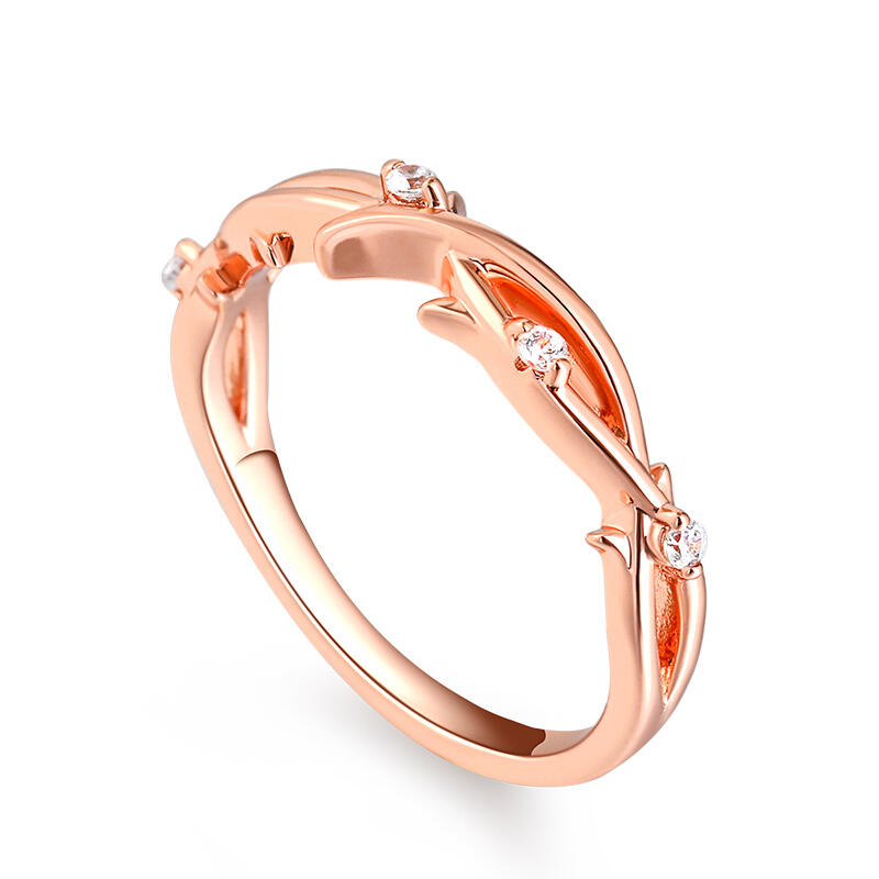 Jeulia Anillo con diseño de la rama de plata de ley de las mujeres
