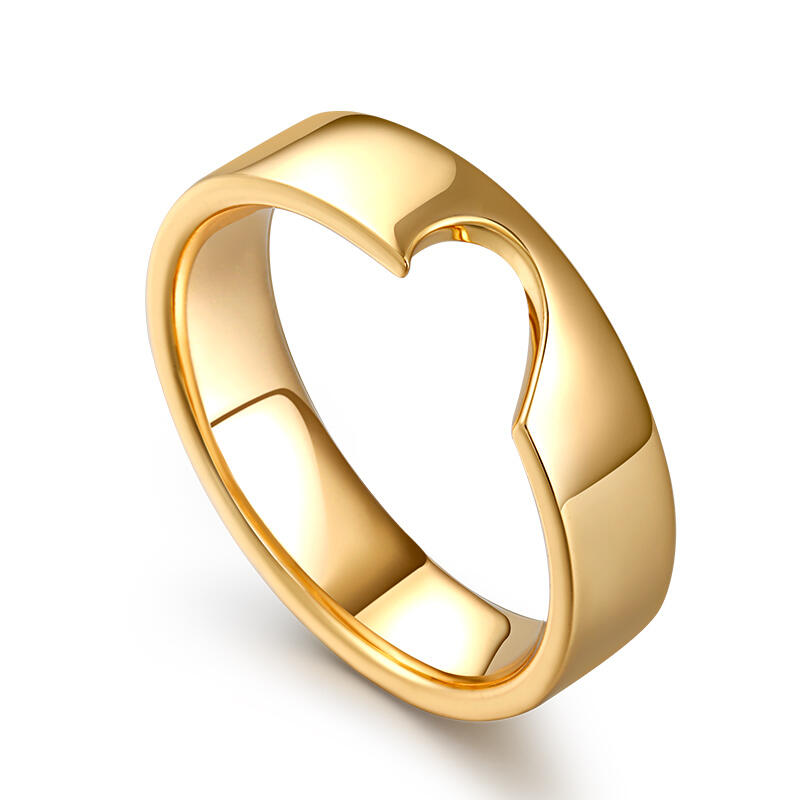 Jeulia Half Heart Design Sterling Silver Men's Band