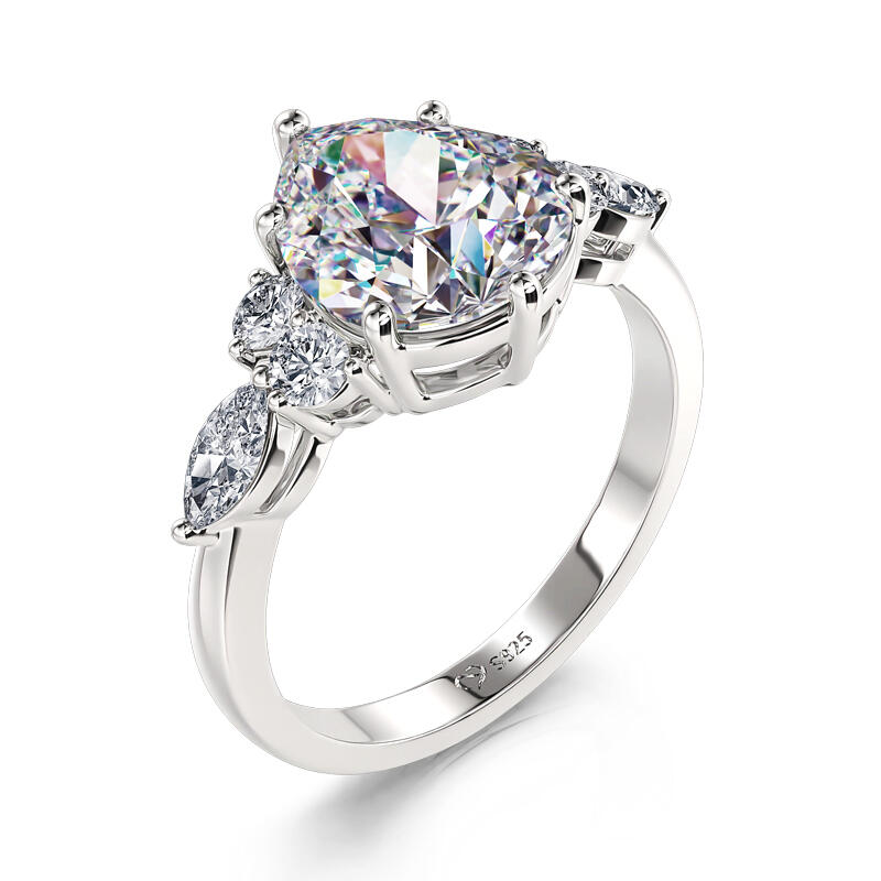 Jeulia Pear Cut Sterling Silver Ring