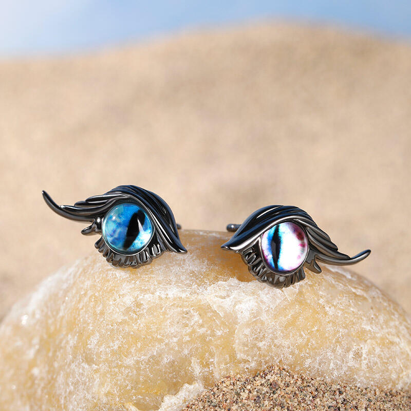 Jeulia "Magic in Your Life" Black Cat Eye Sterling Silver Jewelry Set