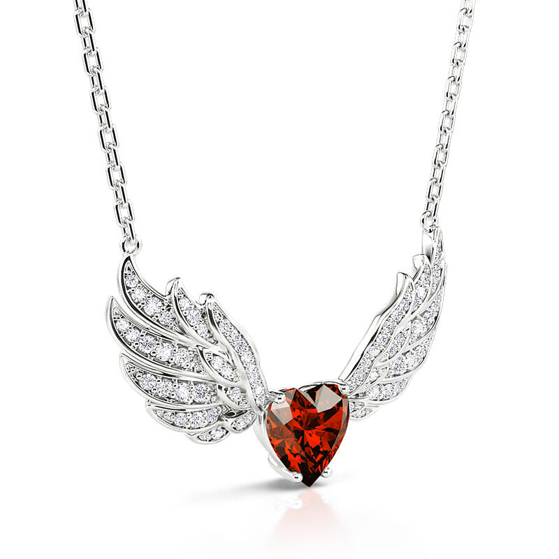 Jeulia "Love Journey" Heart Cut Wings Sterling Silver Necklace