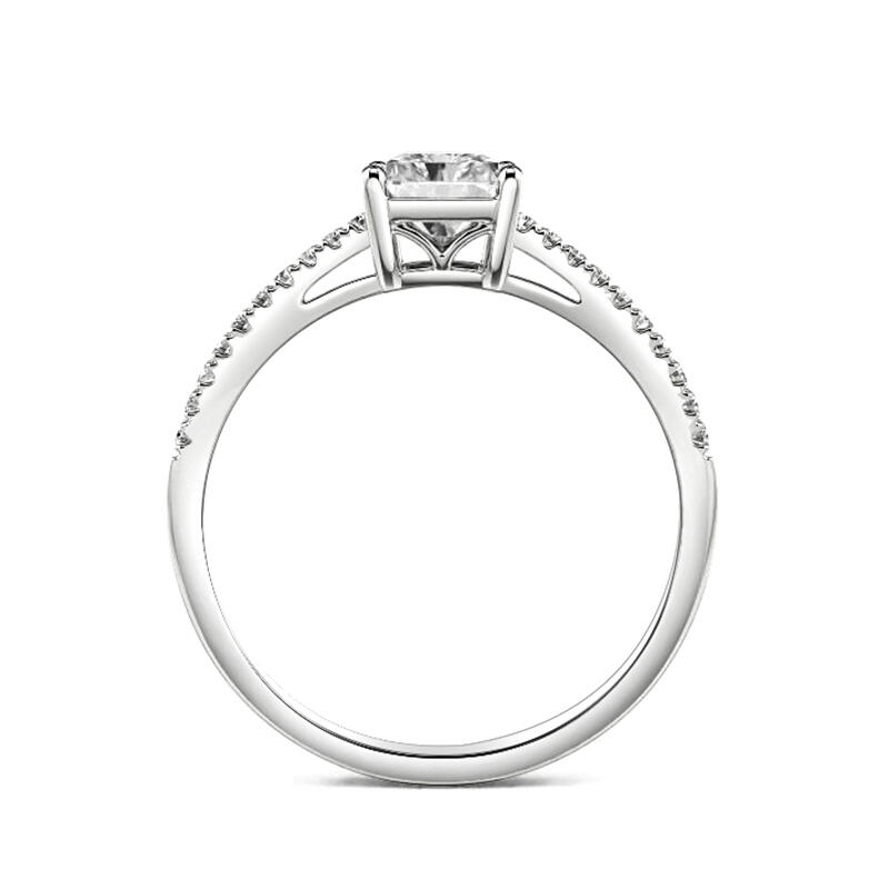 Jeulia Anillo de Compromiso de Plata de Ley con Corte Esmeralda