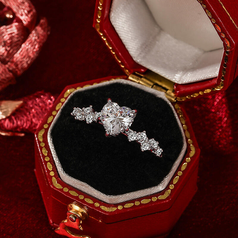 Jeulia Anillo de Promesa Corazón Personalizado con Piedra Natal en Plata Esterlina