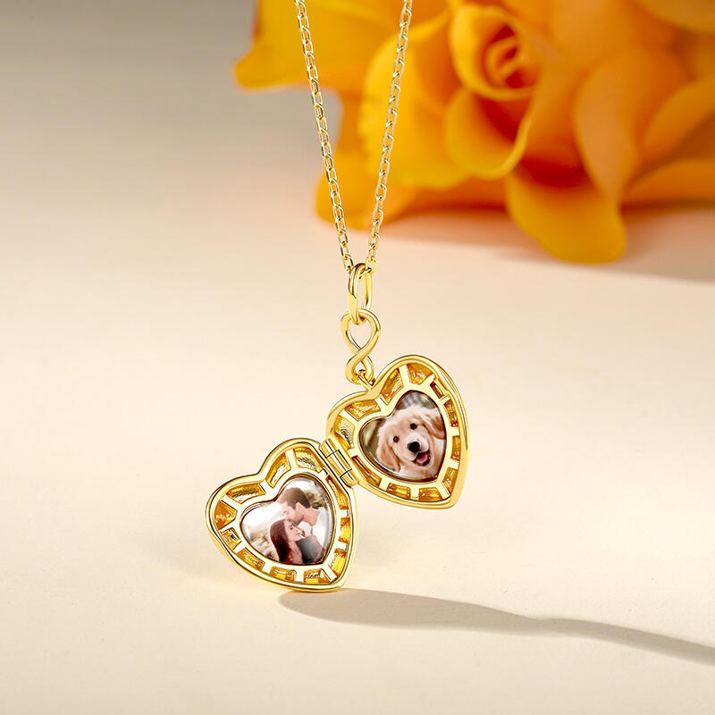 Jeulia Colgante Corazón con Foto Personalizada y Piedra de Nacimiento