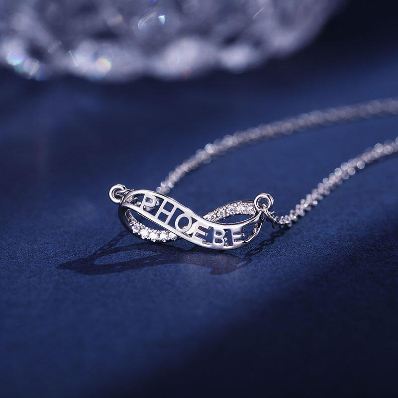 Jeulia "Everlasting Love" Personalized Sterling Silver Necklace